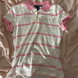 Polo by Ralph Lauren Pink and Cream Striped Polo